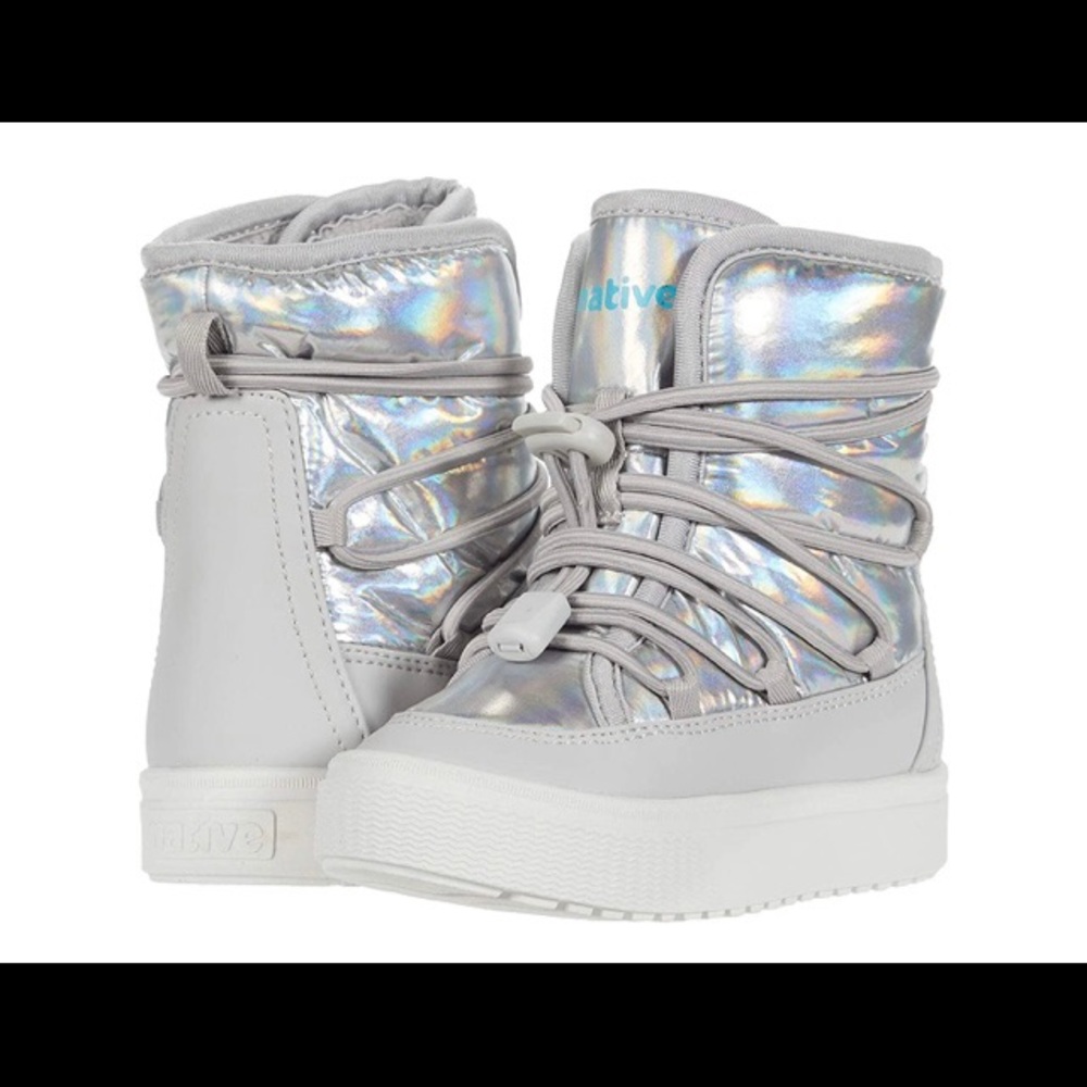 Native Brand Chamonix silver snow boots EU 34 US